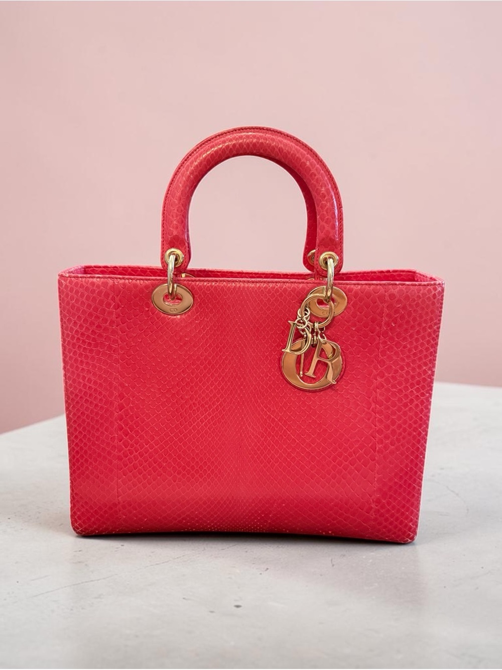 Large Hot Pink Python Lady Dior - Picture 1 of 11
